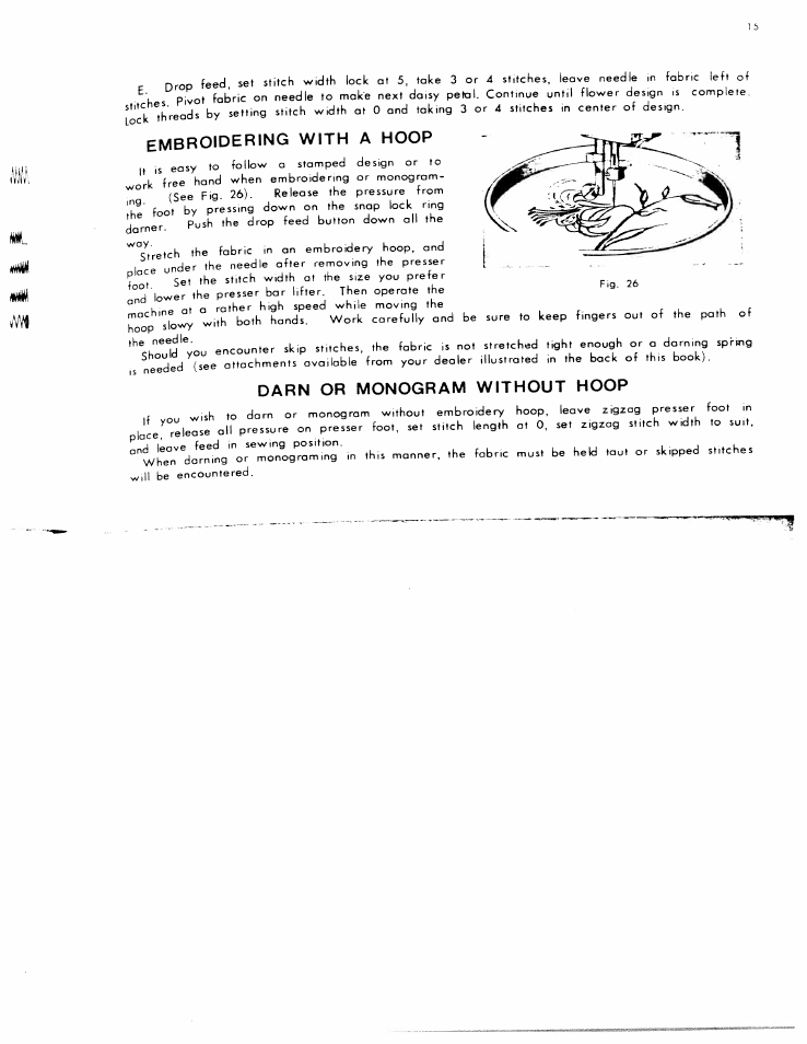 Darn or monogram without hoop | SINGER W801 User Manual | Page 16 / 48