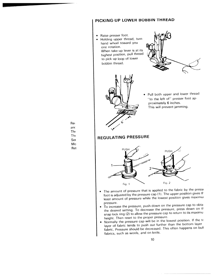 Picking-up lower bobbin thread, Regulating pressure | SINGER W811 User Manual | Page 12 / 58