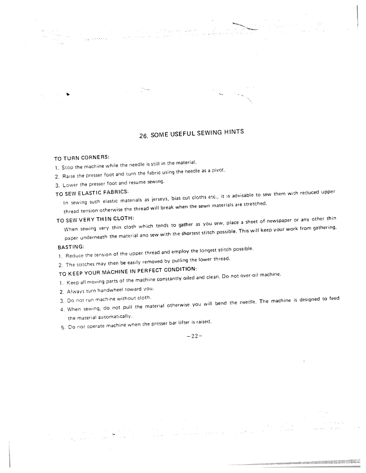 Some useful sewing hints | SINGER W815 User Manual | Page 23 / 26