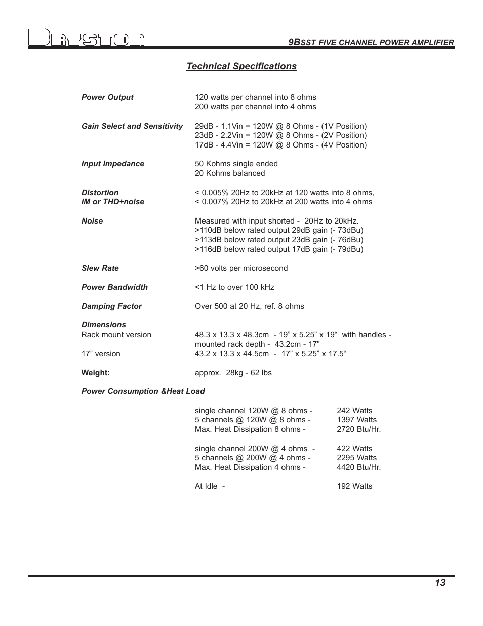 Bryston 9BSST User Manual | Page 15 / 16