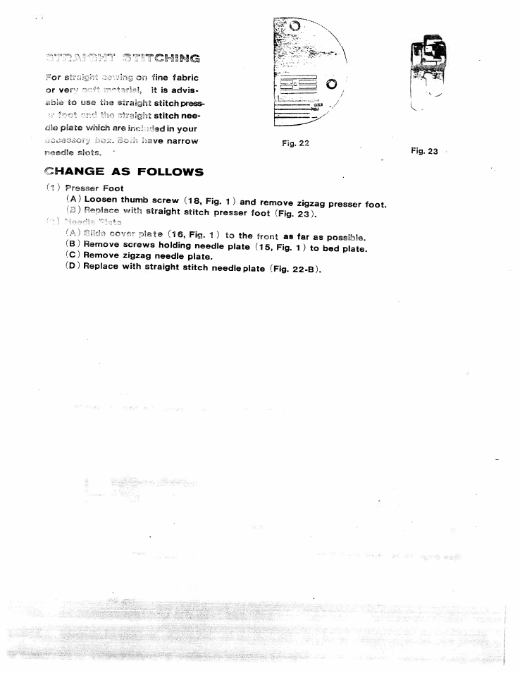 Cuing, Change as follows, Change | SINGER W816 User Manual | Page 19 / 58