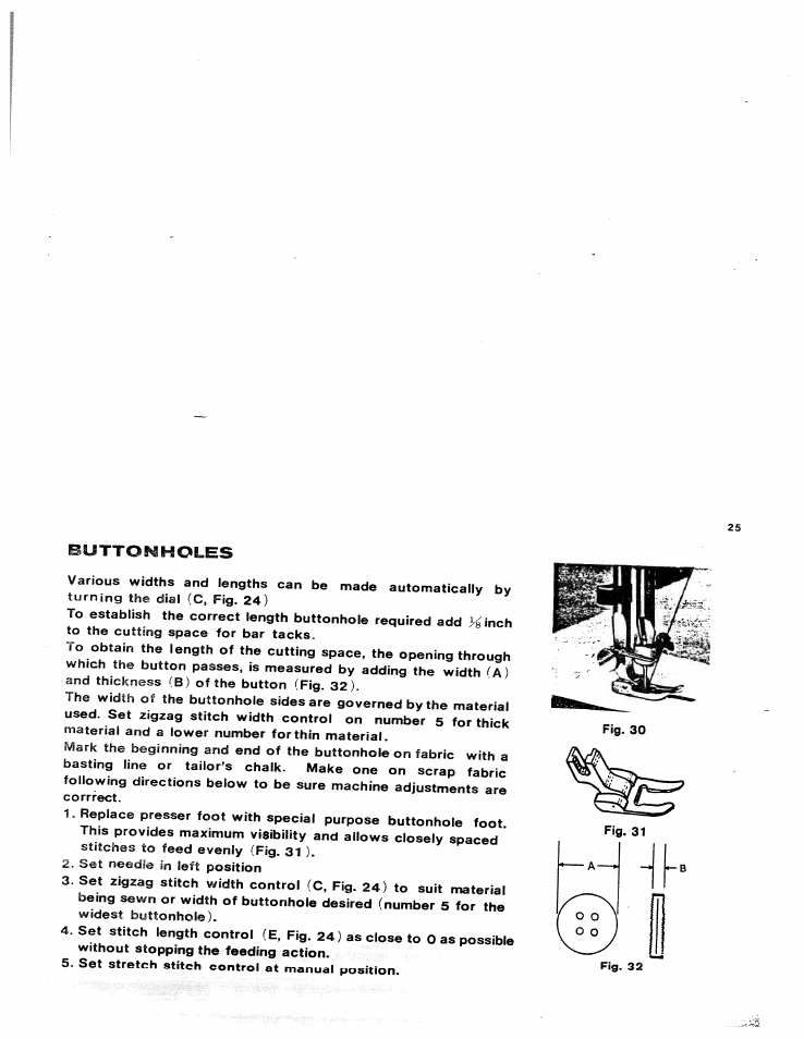 Buttonholes | SINGER W816 User Manual | Page 26 / 58