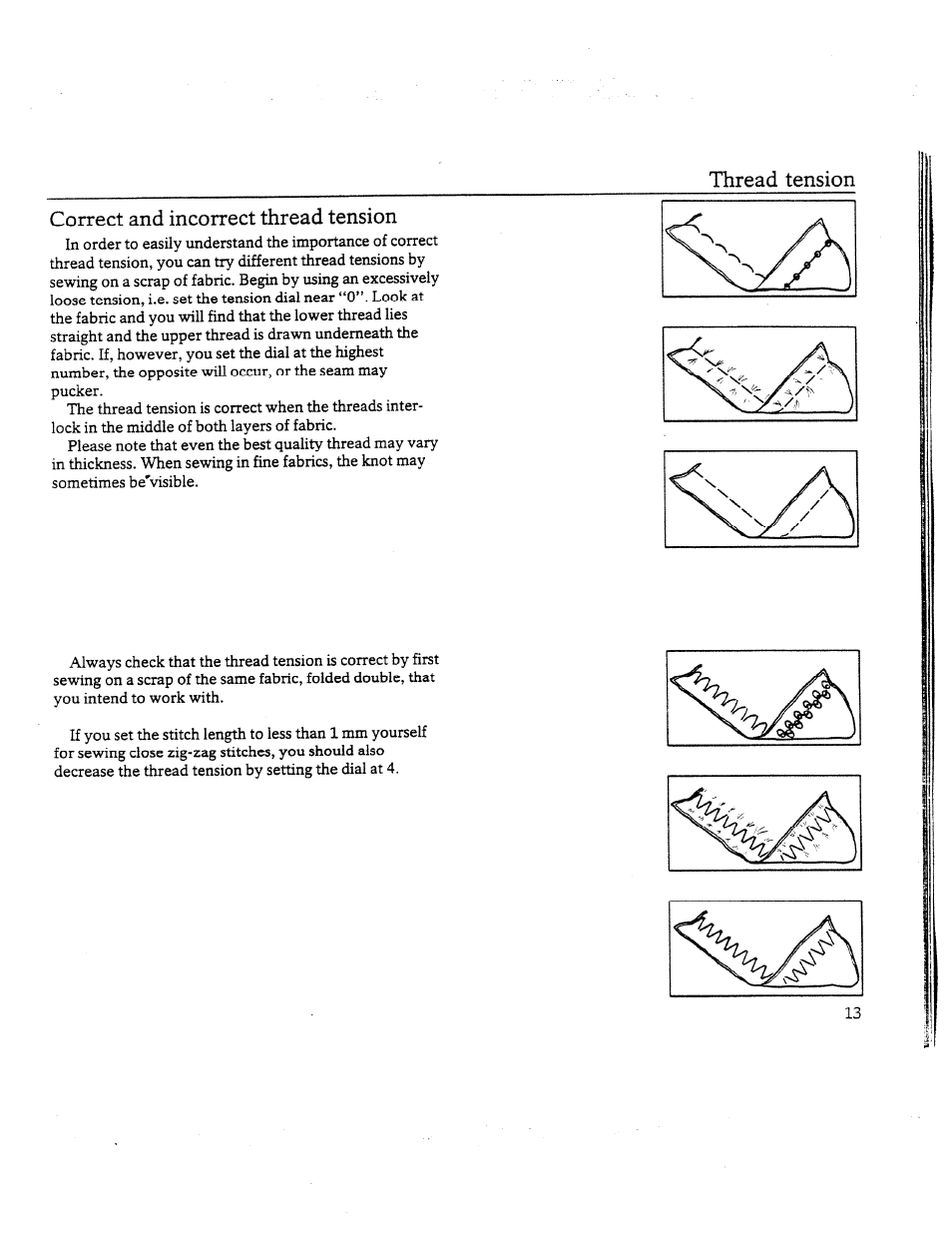 Correct and incorrect thread tension, Thread tension | SINGER W8910 User Manual | Page 15 / 61
