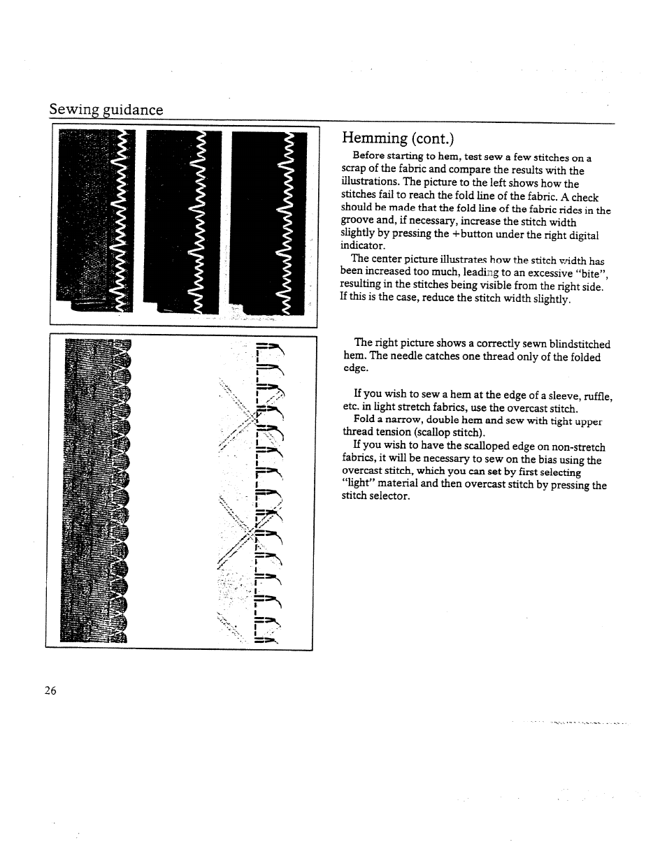Hemming (cont.), Sewing guidance | SINGER W8910 User Manual | Page 28 / 61