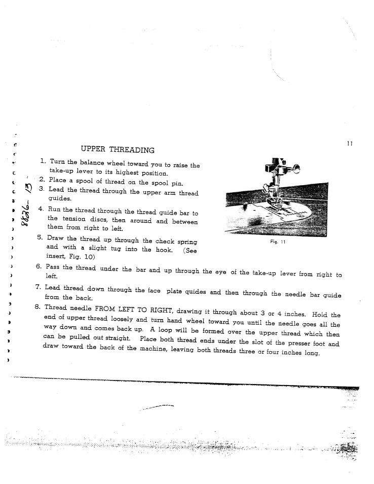 Upper threading, Upper threading -11 | SINGER W8931 User Manual | Page 11 / 34