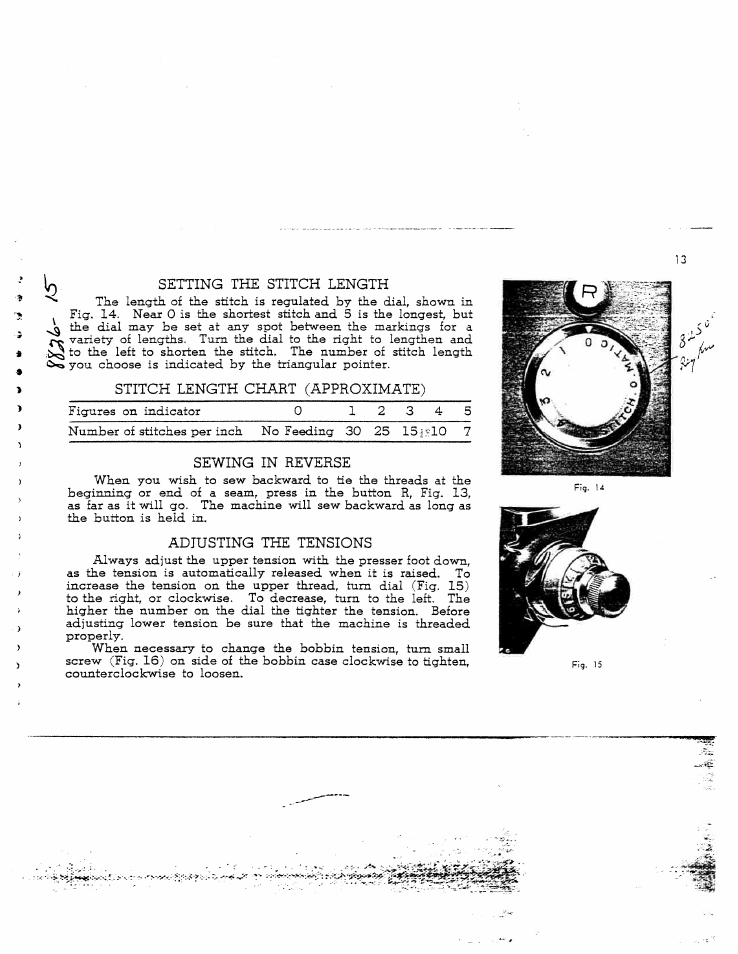 Setting the stitch length, Stitch length chart (approximate), Sewing in reverse | Adjusting the tensions, Sewing in reverse adjusting the tensions -14 | SINGER W8931 User Manual | Page 13 / 34