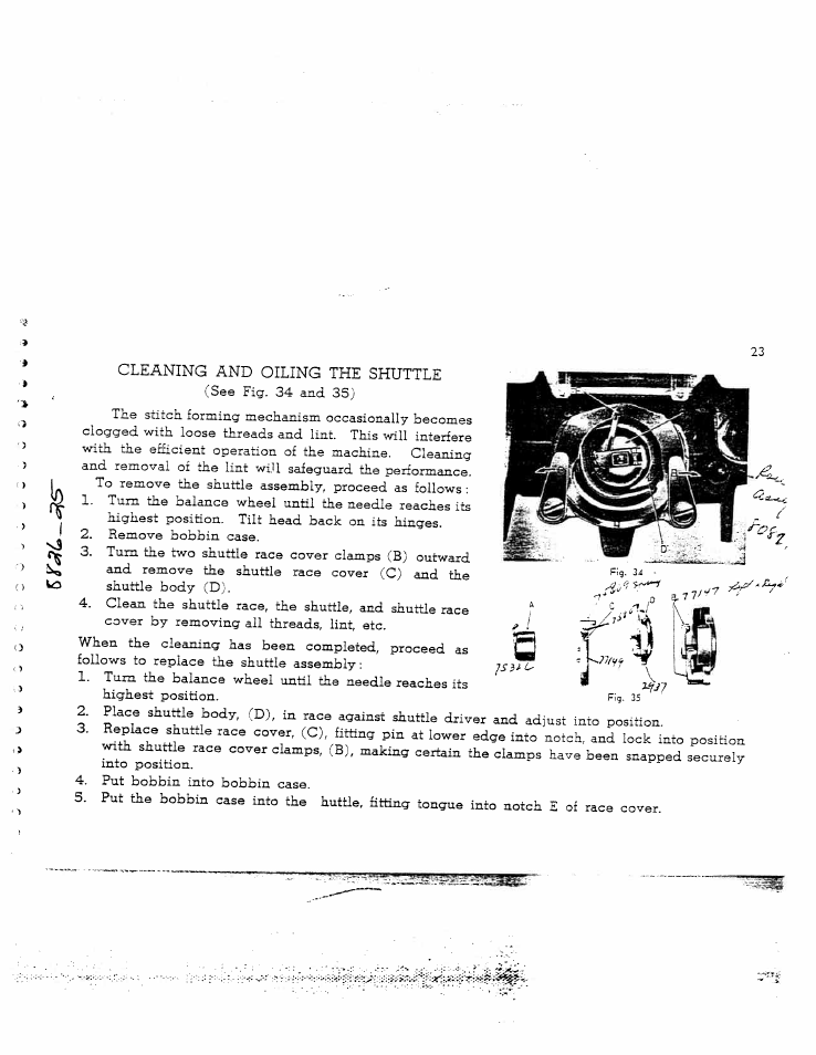 Cleaning and oiling the shuttle, Cleaning and oiling shuttle | SINGER W8931 User Manual | Page 23 / 34