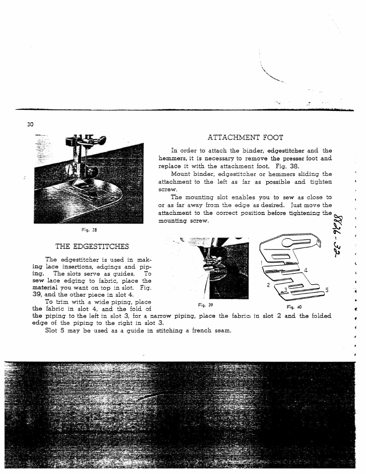 Attachment foot, The edgestitches, Attachments -29 | Edgestitcher | SINGER W8931 User Manual | Page 30 / 34