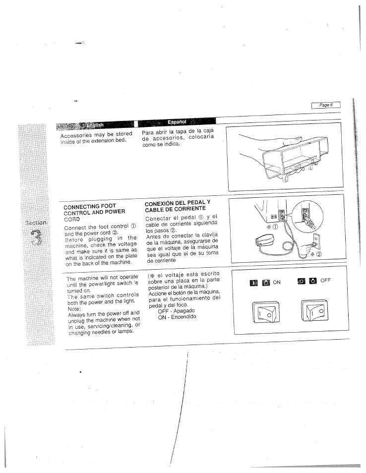 Connecting foot control and power, Connecting foot control and power cord | SINGER W915 User Manual | Page 14 / 61
