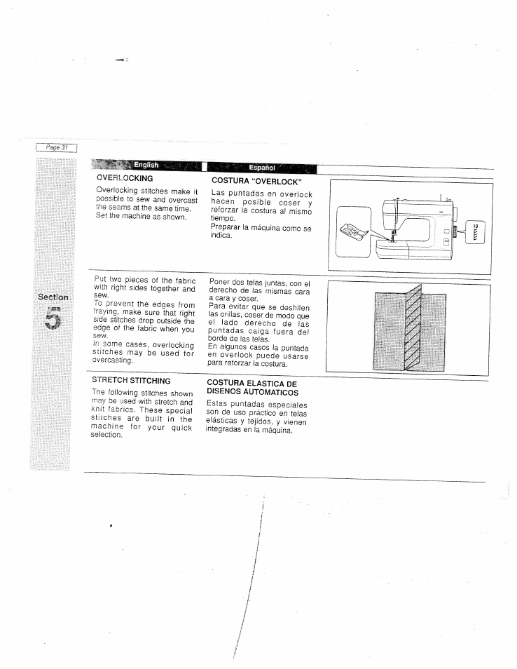 Costura“overlock, Costura elastica de diseños automaticos | SINGER W915 User Manual | Page 39 / 61