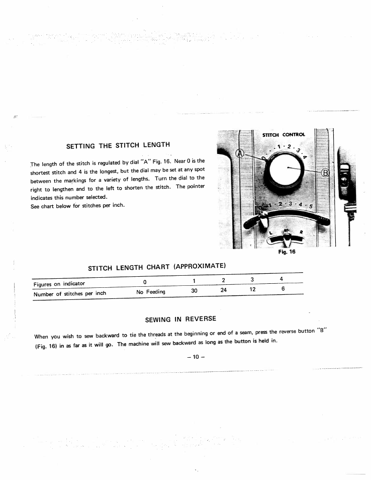 Stitch length chart (approximate), Sewing in reverse, Setting the stitch length | SINGER W951 User Manual | Page 11 / 44