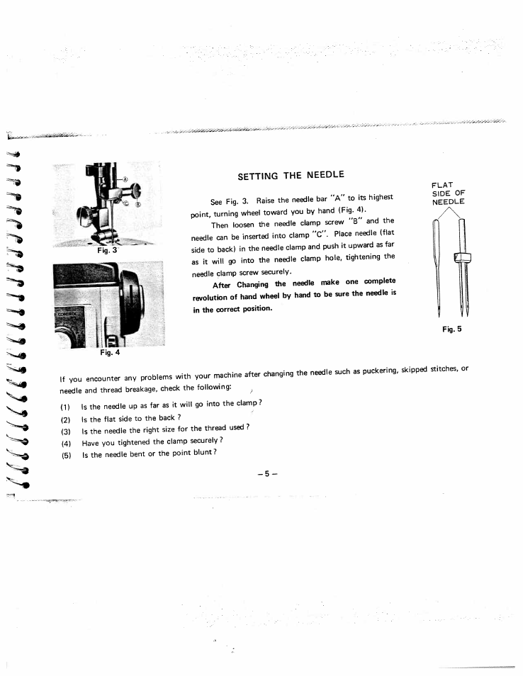 Setting the needle | SINGER W951 User Manual | Page 6 / 44