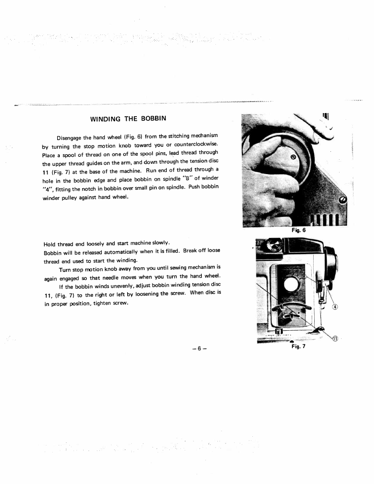 Winding the bobbin | SINGER W951 User Manual | Page 7 / 44