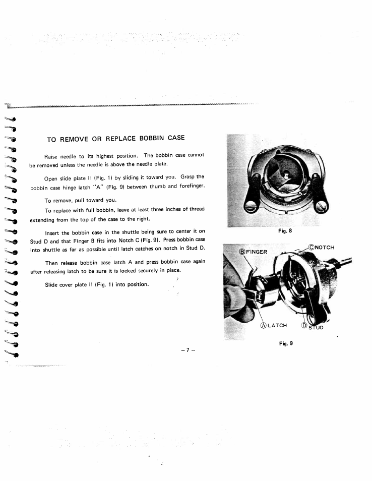 To remove or replace bobbin case | SINGER W951 User Manual | Page 8 / 44