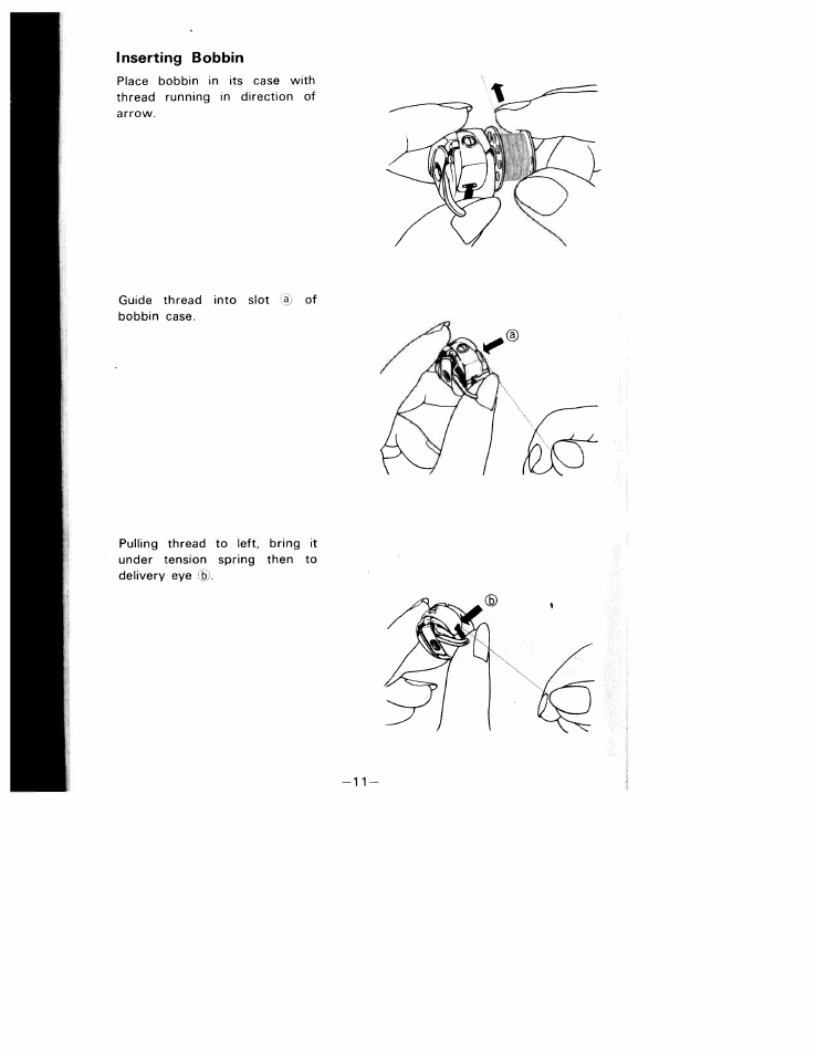 Inserting bobbin, Inserting bobbin "i | SINGER W1010 User Manual | Page 14 / 46