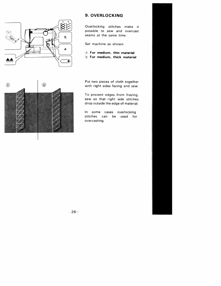 Overlooking, Overlocking | SINGER W1010 User Manual | Page 29 / 46