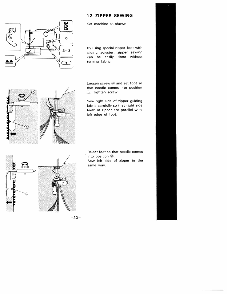 Zipper sewing | SINGER W1010 User Manual | Page 33 / 46