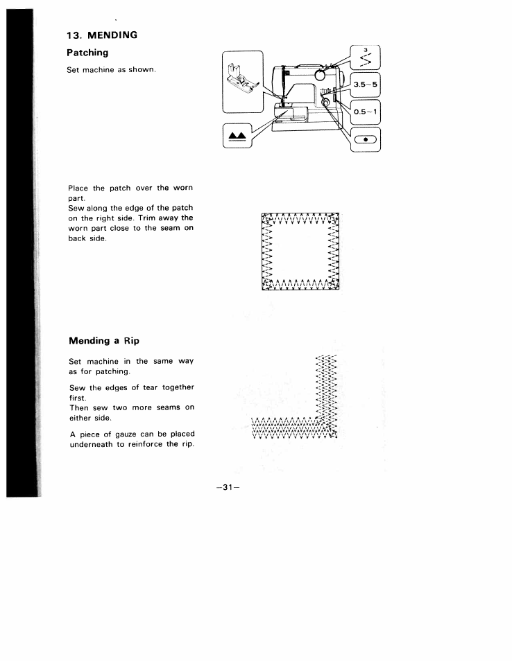 Mending patching, Mending a rip | SINGER W1010 User Manual | Page 34 / 46