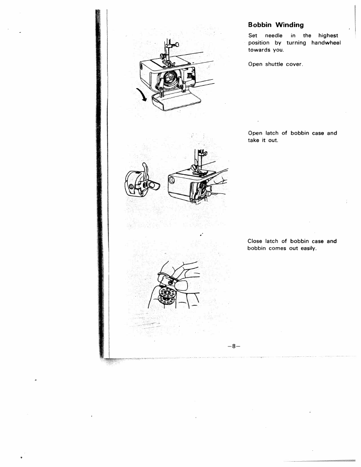 Bobbin winding | SINGER W1210 User Manual | Page 11 / 46