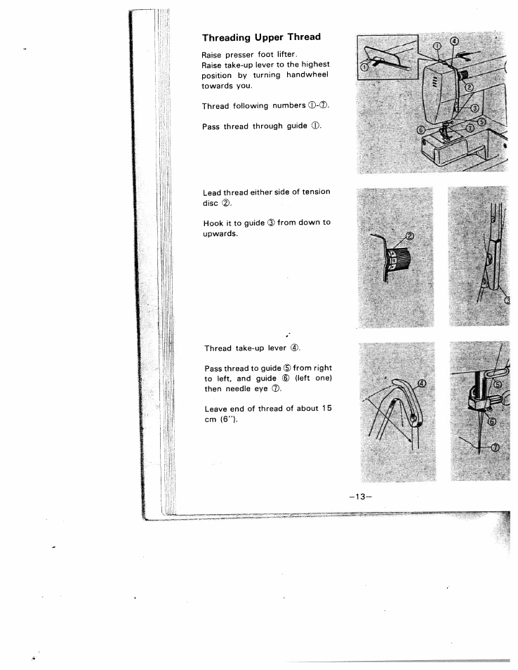 Threading upper thread | SINGER W1210 User Manual | Page 16 / 46