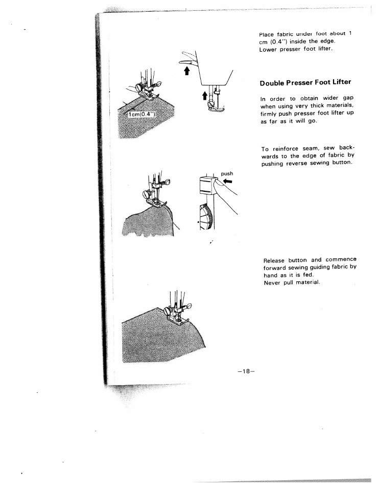 Double presser foot lifter | SINGER W1210 User Manual | Page 21 / 46
