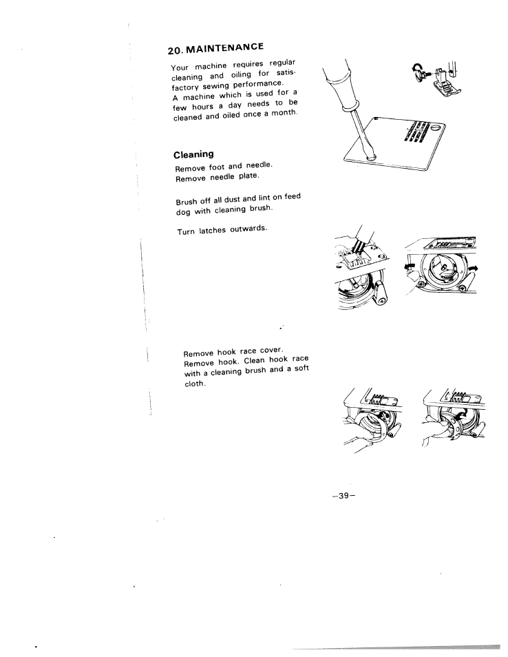 Maintenance, Cleaning | SINGER W1210 User Manual | Page 42 / 46