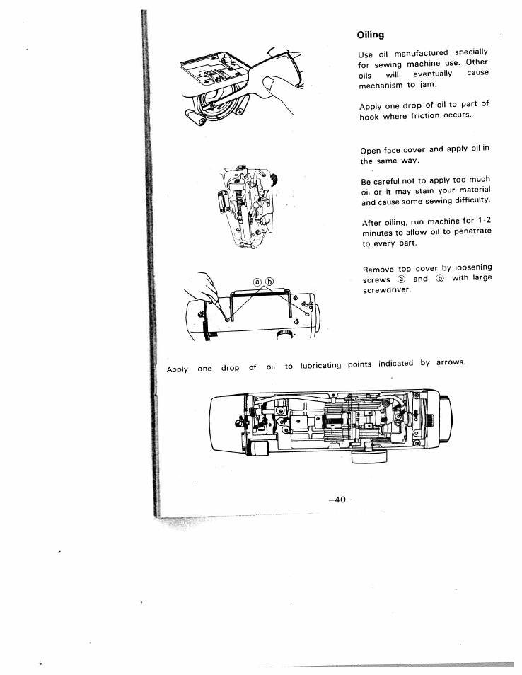 Oiling | SINGER W1210 User Manual | Page 43 / 46