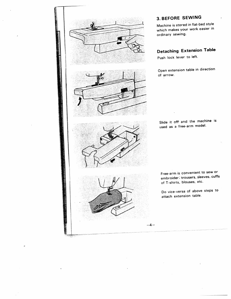 Detaching extension table | SINGER W1210 User Manual | Page 7 / 46