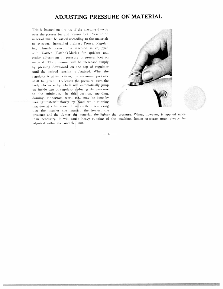 Adjusting pressure on material | SINGER WF111 User Manual | Page 17 / 34