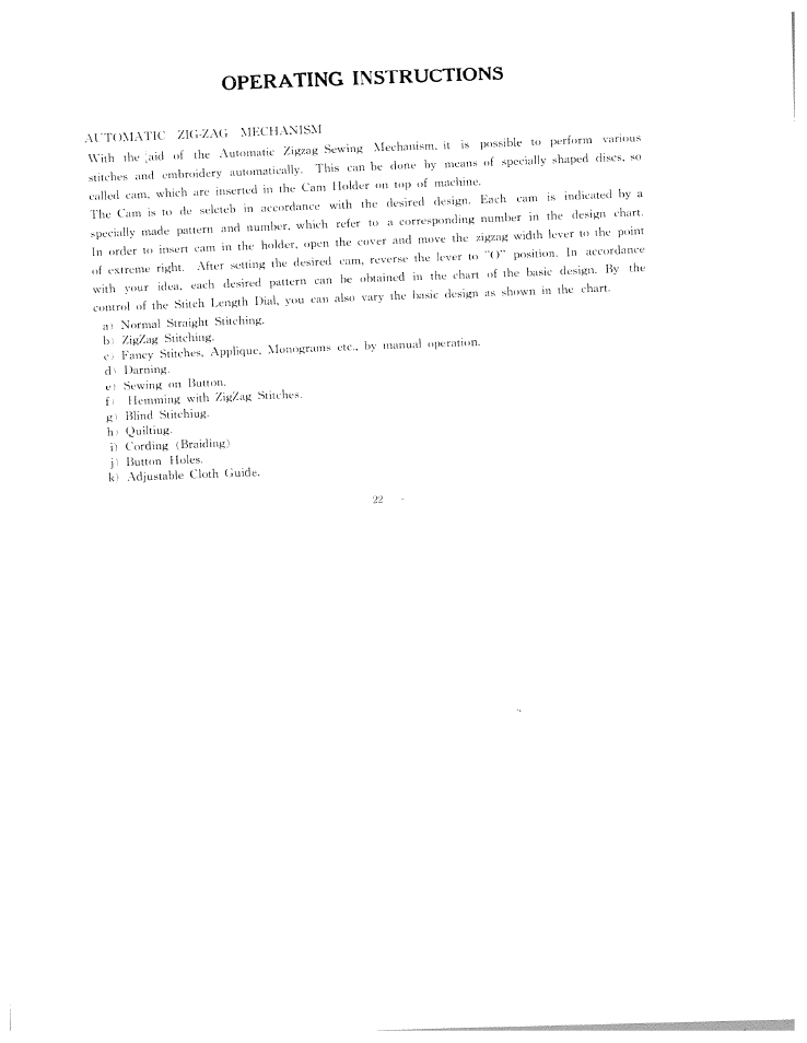 Operating instructions | SINGER WF111 User Manual | Page 23 / 34