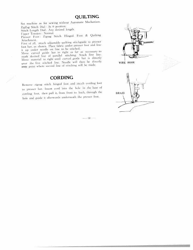 Quilting, Cording | SINGER WF111 User Manual | Page 31 / 34