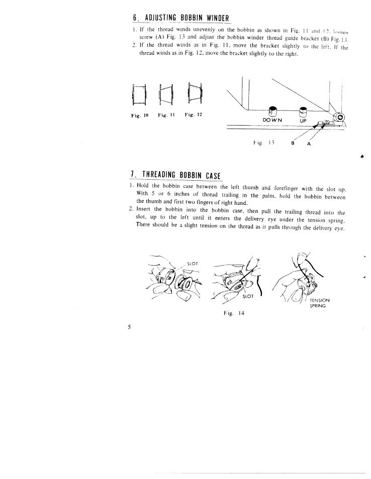 Adjusting bobbin winder, Threading bobbin case | SINGER WK-100 User Manual | Page 7 / 27