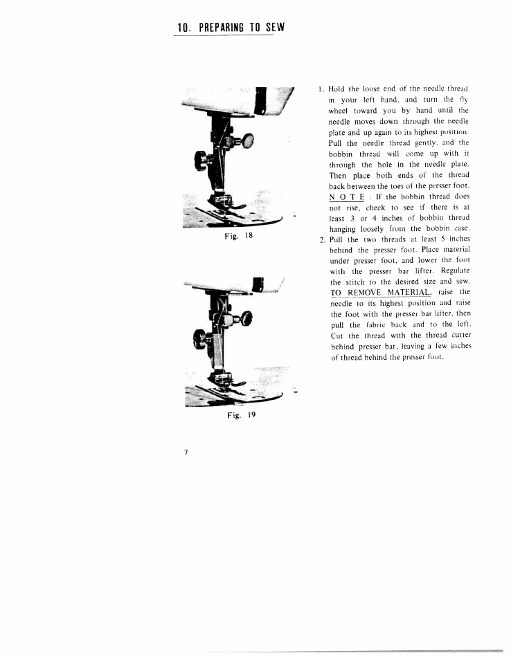 Preparino to sew | SINGER WK-100 User Manual | Page 9 / 27