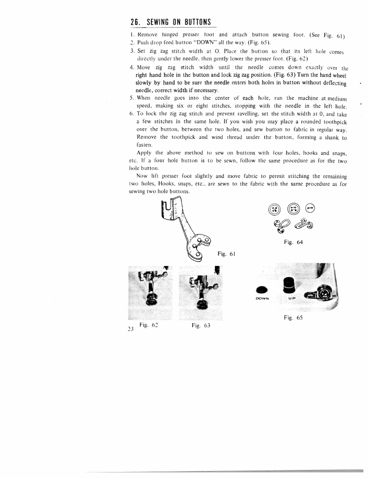 Sewing on buttons | SINGER WK-100 User Manual | Page 25 / 32