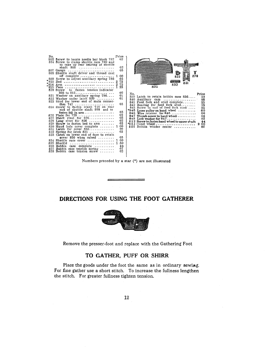 Directions for using the foot gatherer, To gather, puff or shirr | SINGER WRotary (Book 10) User Manual | Page 12 / 22