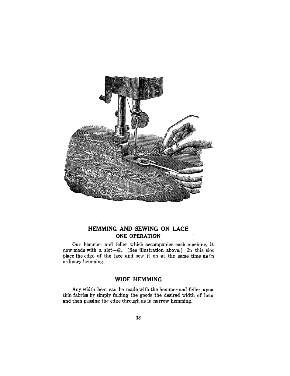 Hemming and sewing on lace, Wide hemming | SINGER WRotary (Book 10) User Manual | Page 13 / 22