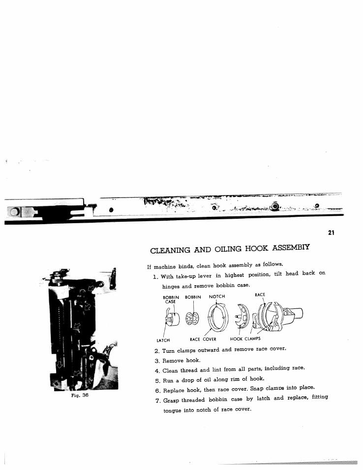Cleaning and oiling hook assembiy | SINGER WS1112 User Manual | Page 22 / 28