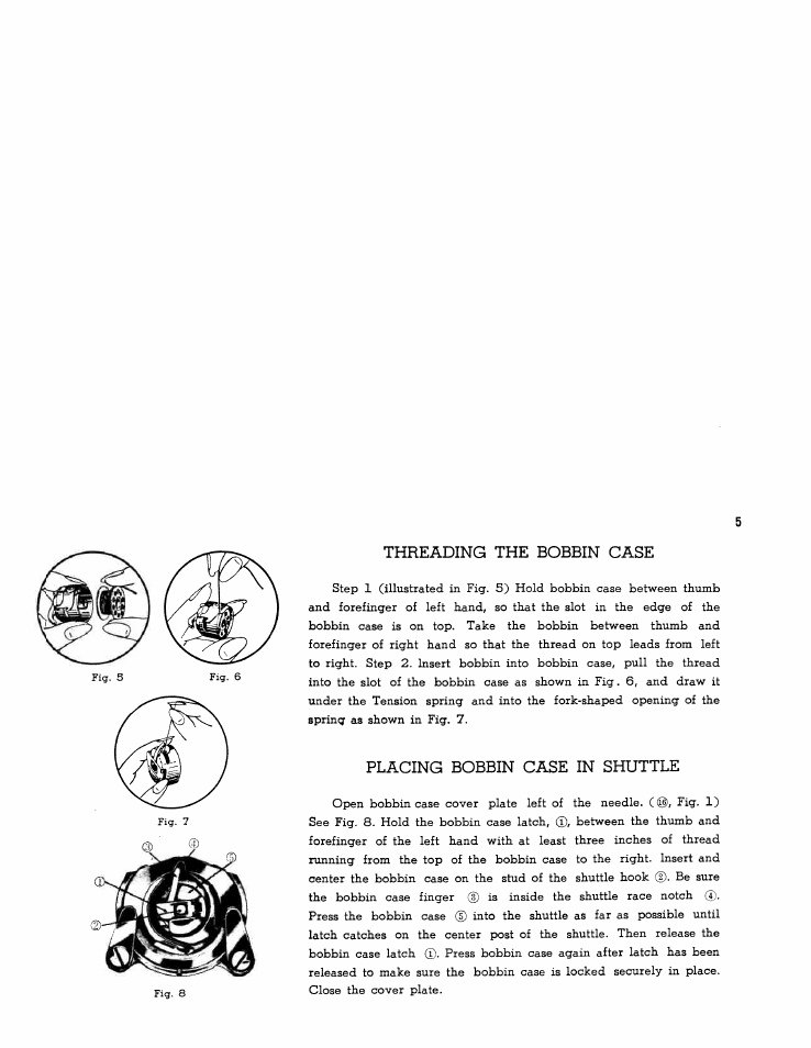 Threading the bobbin case, Placing bobbin case in shuttle | SINGER WS1112 User Manual | Page 6 / 28