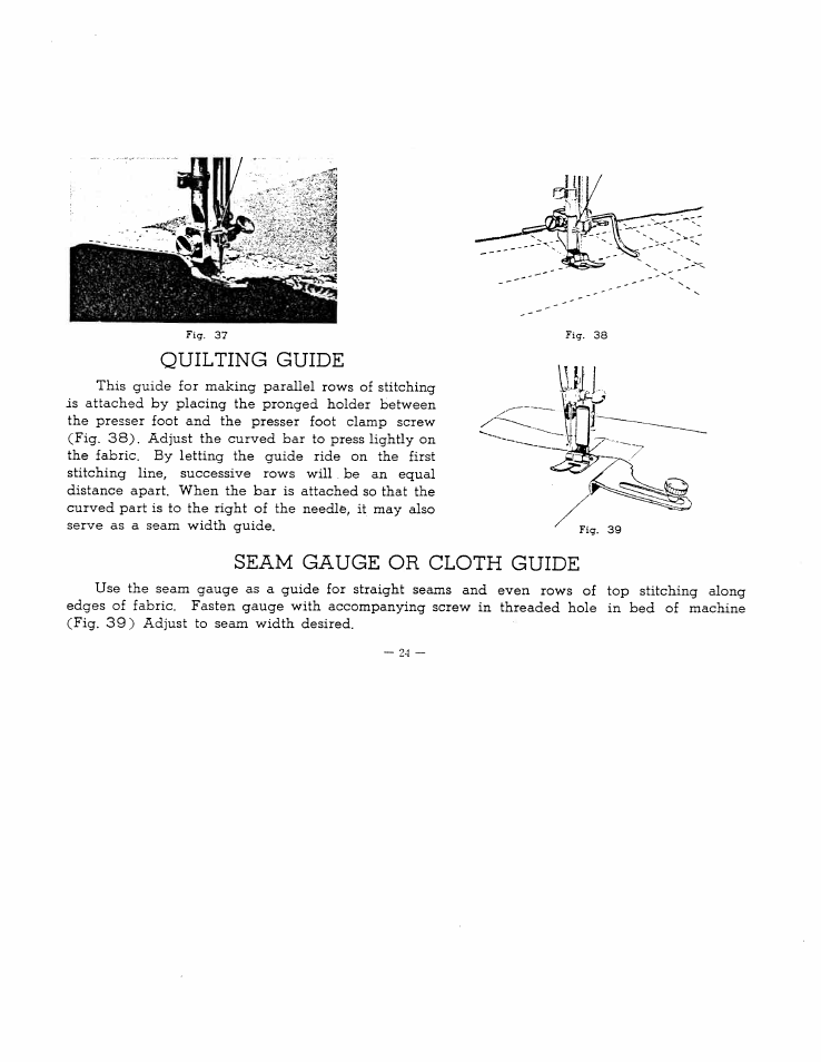 Quilting guide, Seam gauge or cloth guide | SINGER WS1145 User Manual | Page 21 / 29