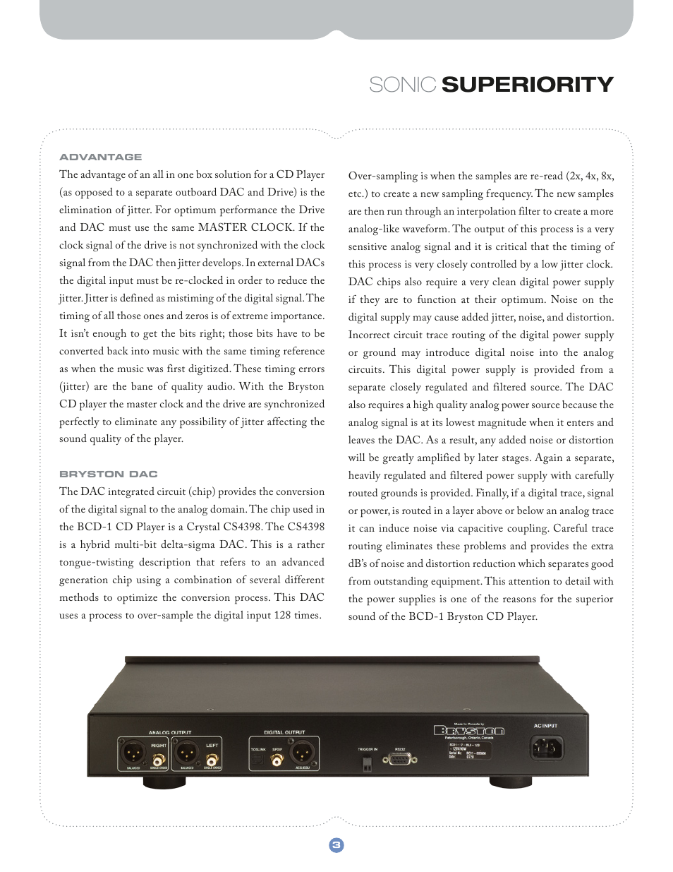 Sonic superiority | Bryston BCD-1 User Manual | Page 3 / 4