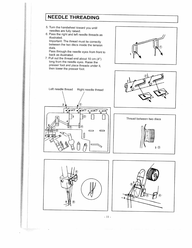 Needle threading | SINGER WSL1634 User Manual | Page 13 / 30