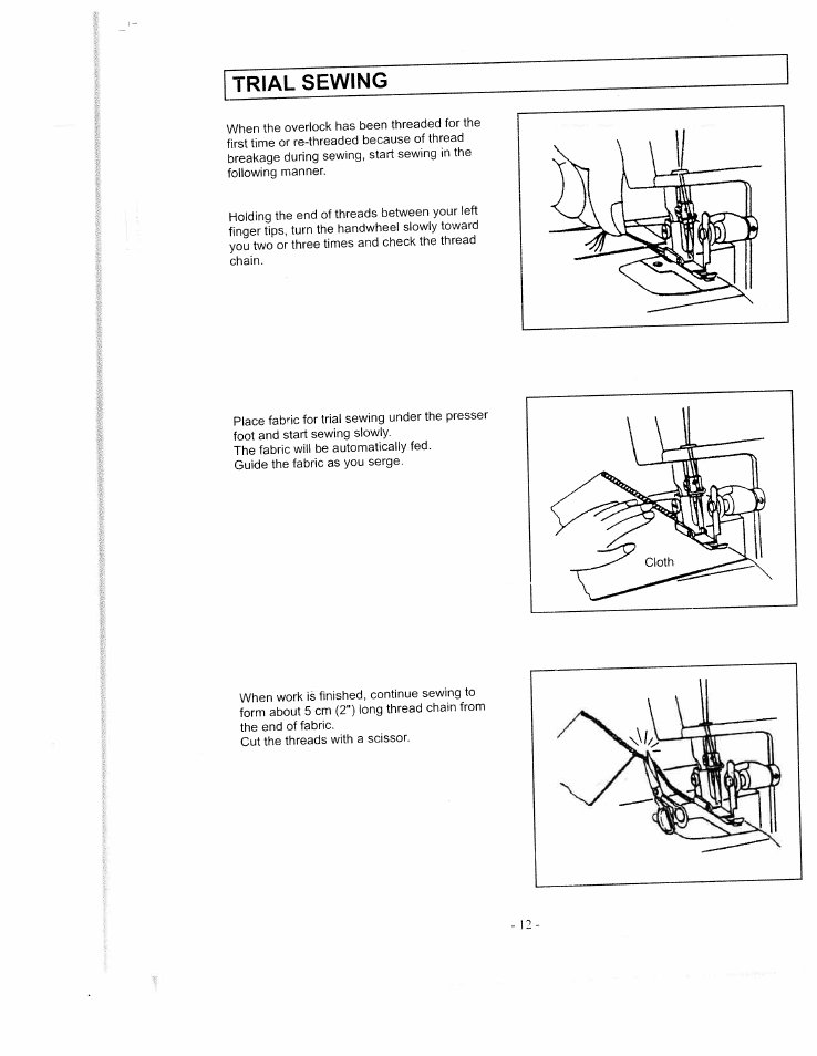 Trial sewing | SINGER WSL1634 User Manual | Page 14 / 30