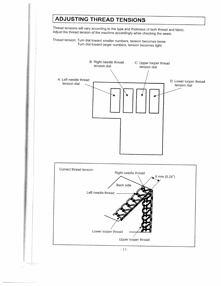 Adjusting thread tensions, Adjusting the needle thread tensions | SINGER WSL1634 User Manual | Page 15 / 30