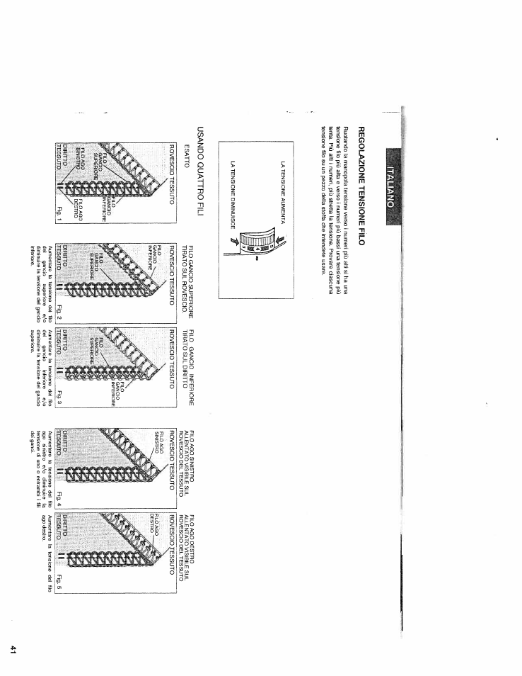 Regolazione tensione filo, Usando quattro fili | SINGER WSL2000 (Part 1) User Manual | Page 43 / 43