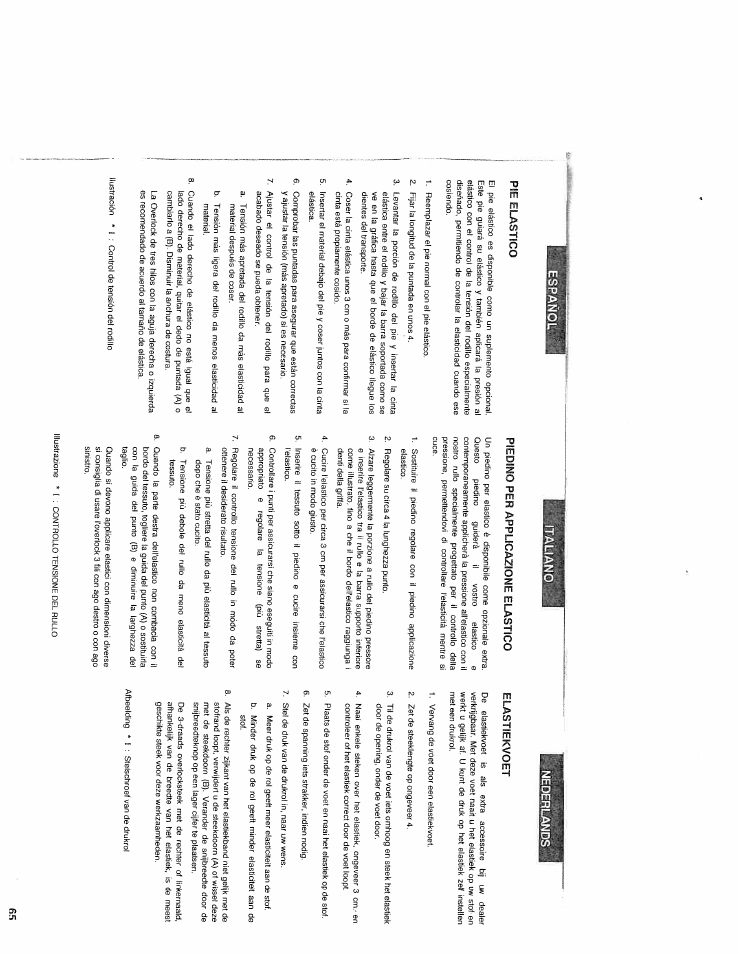 Nederlandsai, Pie elastico, Piedino per applicazione elastico | Elastíekvoet | SINGER WSL2000 (Part 2) User Manual | Page 24 / 31