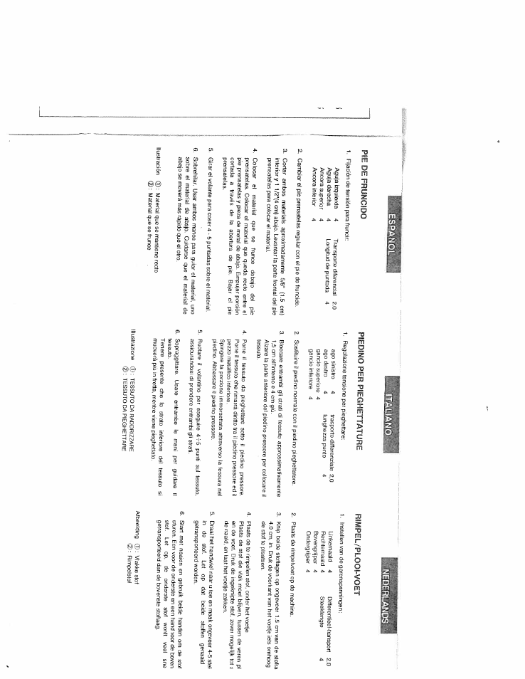 Pie de fruncido, Rimpel/plooi-voet | SINGER WSL2000 (Part 2) User Manual | Page 28 / 31