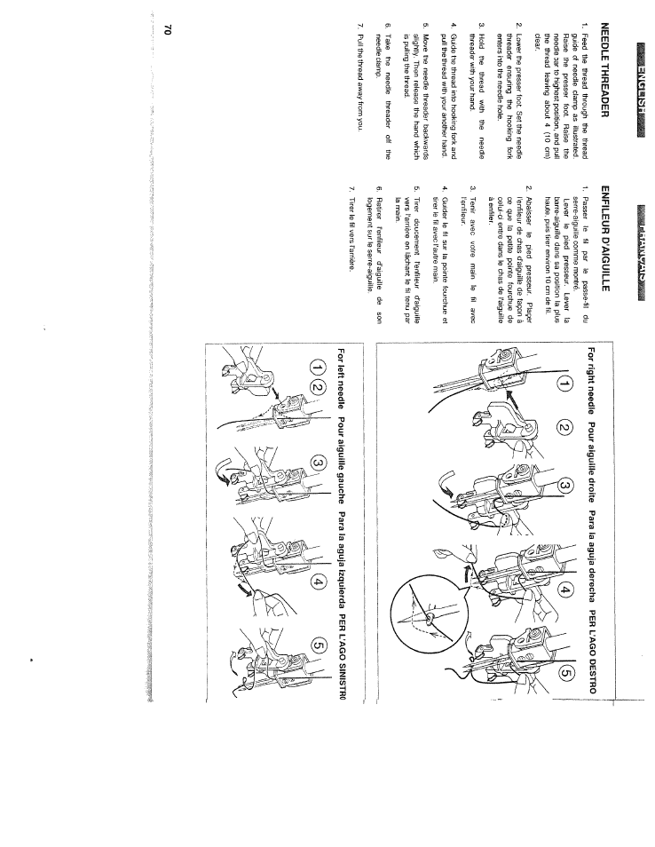 Needle threader, Enfileur d'aiguille | SINGER WSL2000 (Part 2) User Manual | Page 29 / 31