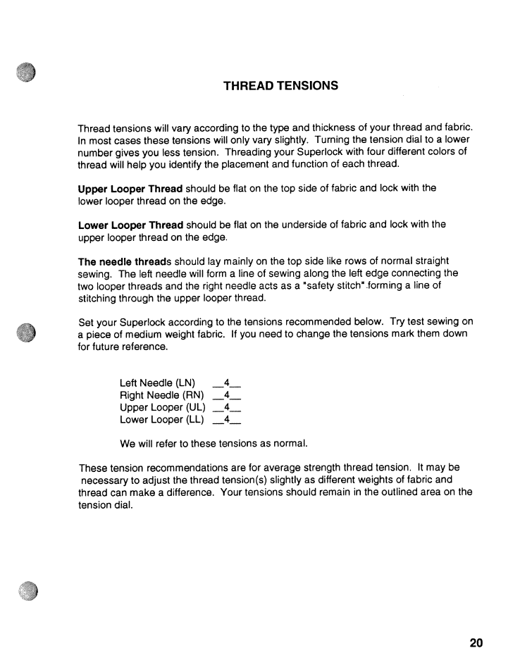 Thread tensions | SINGER WSL2000 ATS (Part 1) User Manual | Page 22 / 34