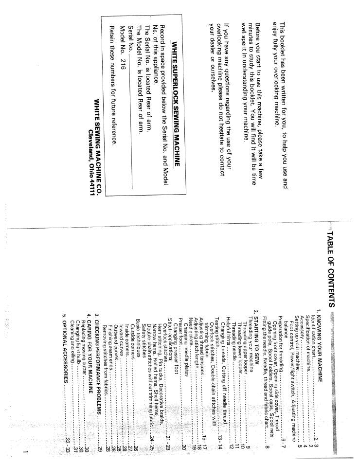SINGER WSL216 User Manual | Page 2 / 18