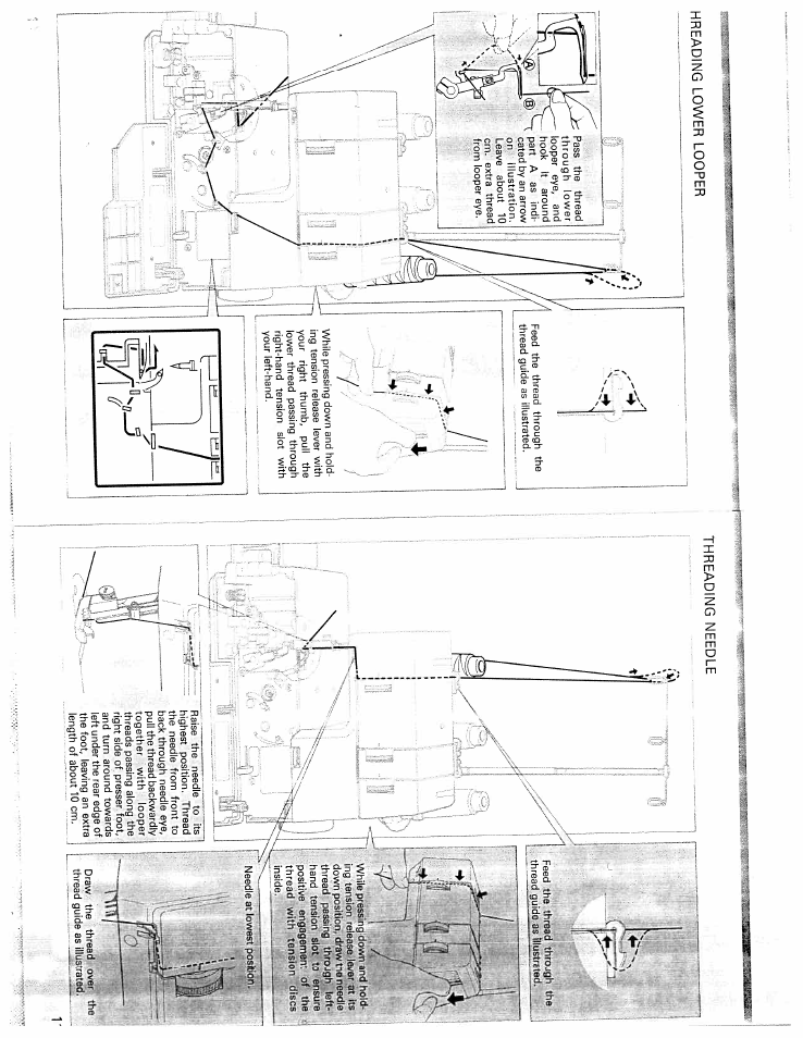 Hreading lower looper, Threading needle | SINGER WSL216 User Manual | Page 7 / 18